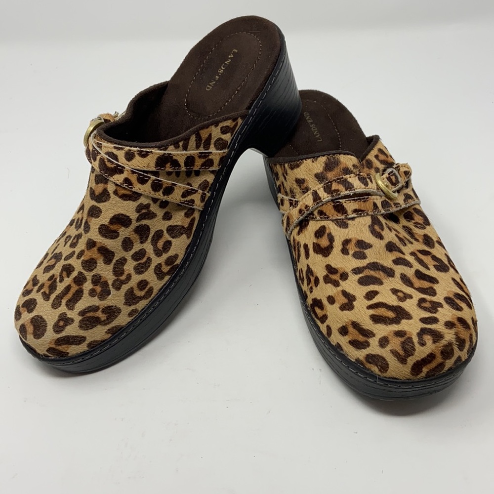 Lands' End Slip On Clog Size 6 Leopard Print
